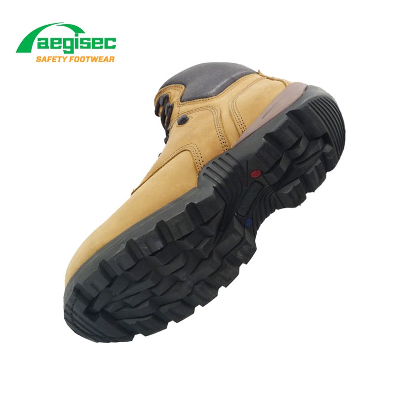 AEGISEC nubuck leather rubber sole oil acid resistant steel toe safety boots prevent puncture heavy duty goodyear safety shoes