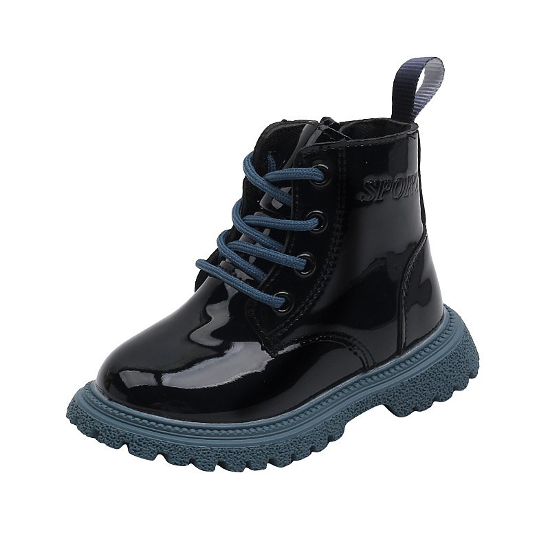 Children's Shoes Fashion Outdoor Non-slip Soft Sole Leather Cool Low Barrel Short Boots Small And Medium-sized leather boots