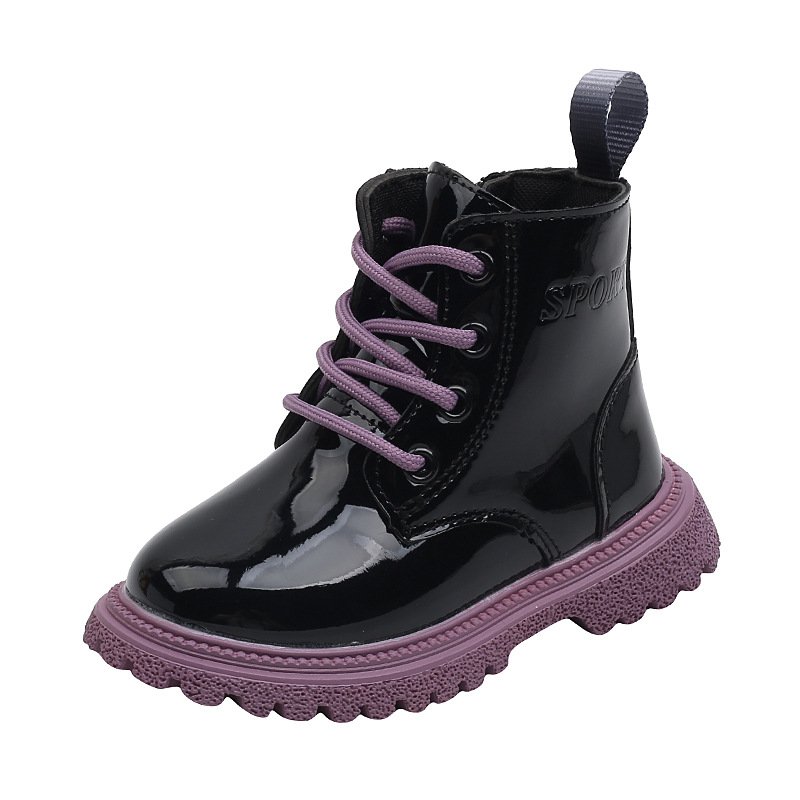 Children's Shoes Fashion Outdoor Non-slip Soft Sole Leather Cool Low Barrel Short Boots Small And Medium-sized leather boots