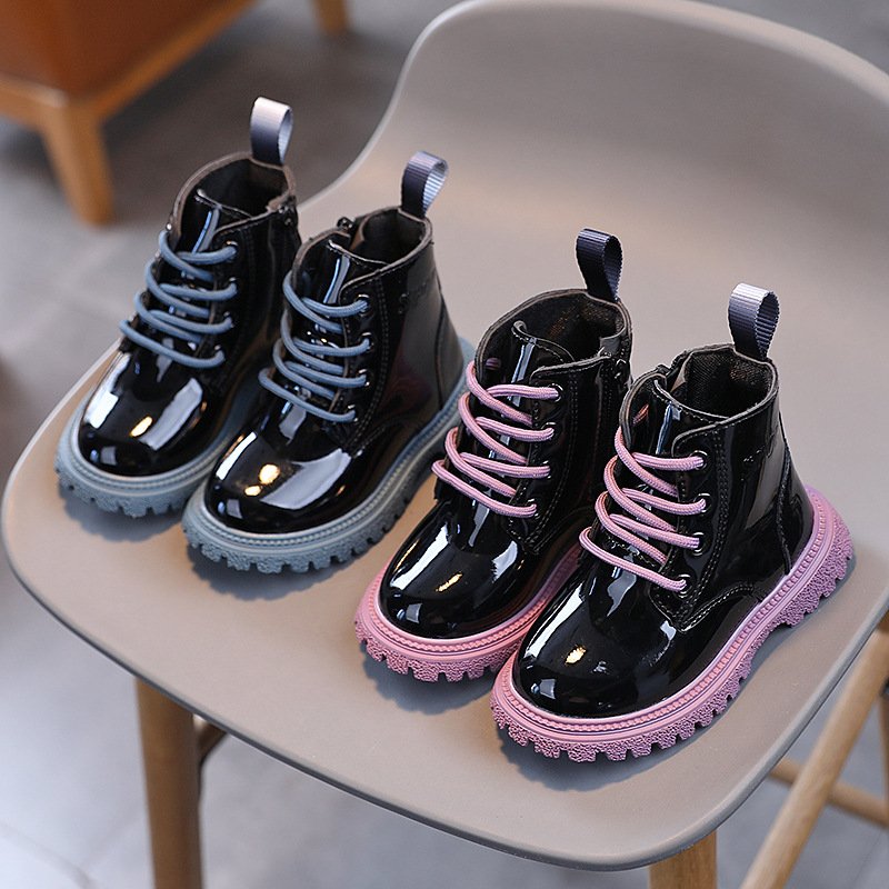 Children's Shoes Fashion Outdoor Non-slip Soft Sole Leather Cool Low Barrel Short Boots Small And Medium-sized leather boots