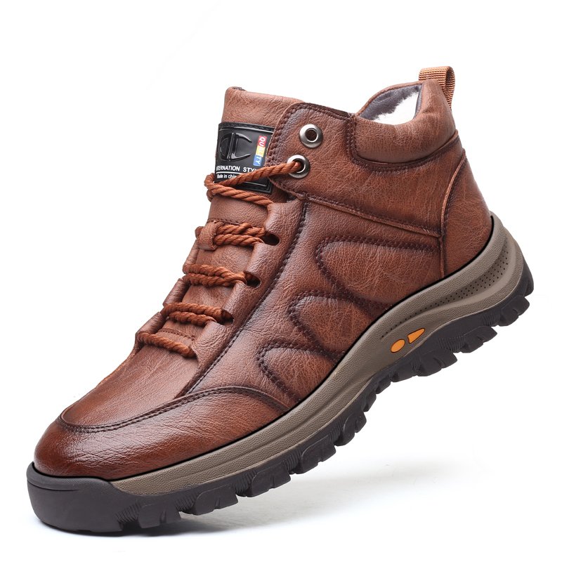 Ready Stock Walking Ankle Trendy Genuine Shoes Men Leather Boots For Outdoor