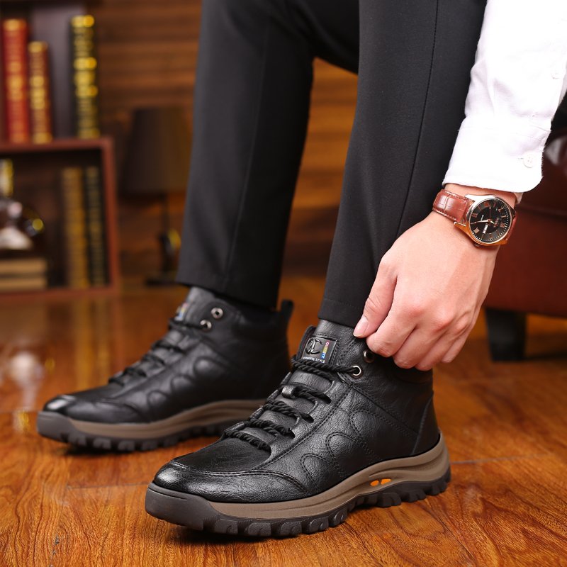 Ready Stock Walking Ankle Trendy Genuine Shoes Men Leather Boots For Outdoor