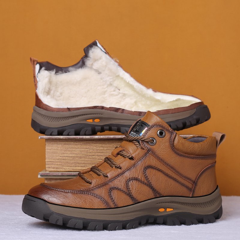 Ready Stock Walking Ankle Trendy Genuine Shoes Men Leather Boots For Outdoor