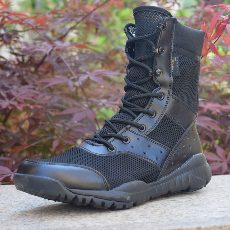 JINTENG Hot Couple combat CS Boots Tactical Outdoor Leather Waterproof Desert Work Safety Shoes Men's Combat Ankle Boots
