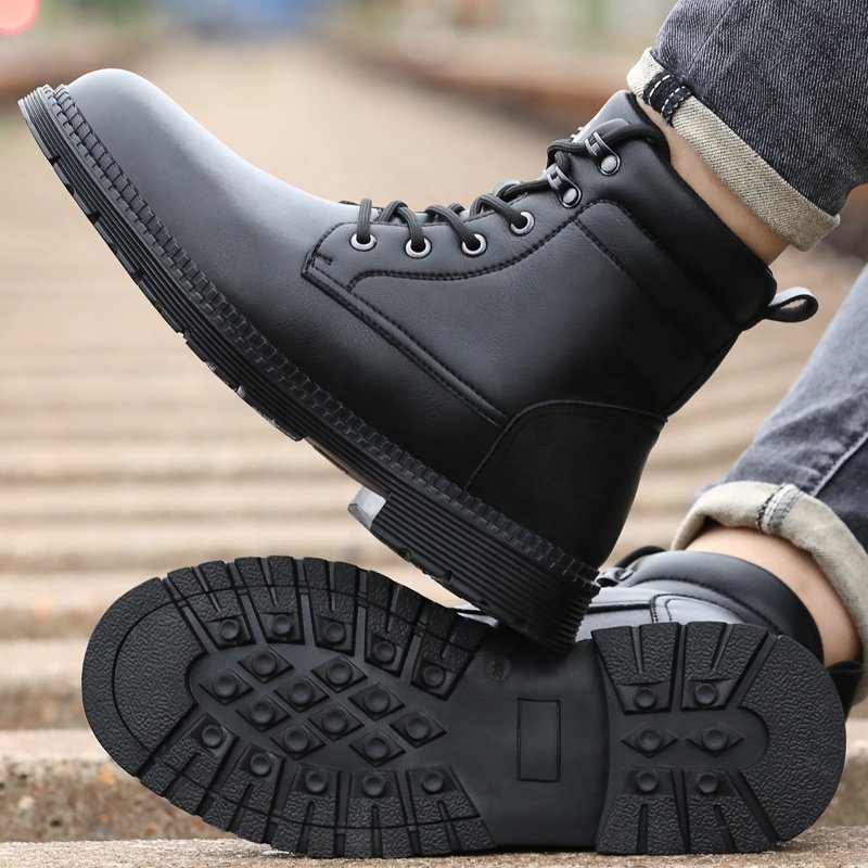 GUYISA Industrial protective safety boots wear-resistant rubber sole construction site work steel toe safety boots