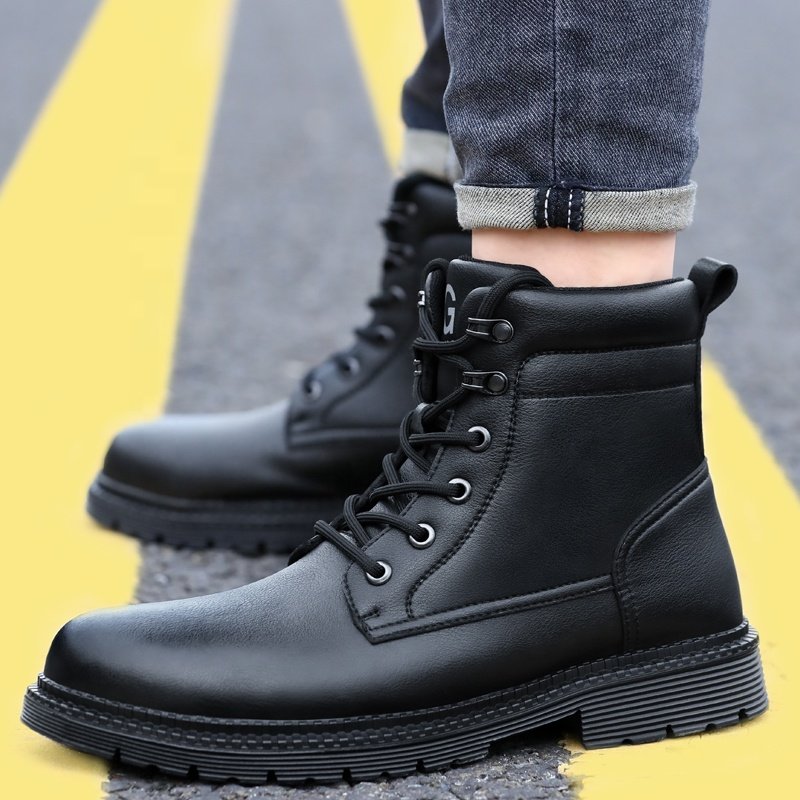 GUYISA Industrial protective safety boots wear-resistant rubber sole construction site work steel toe safety boots