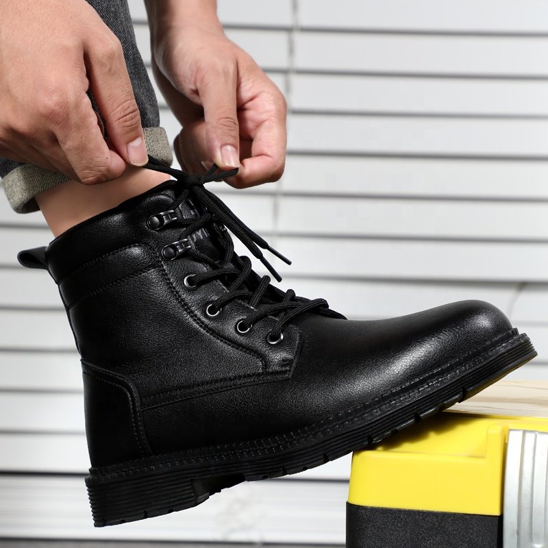 GUYISA Industrial protective safety boots wear-resistant rubber sole construction site work steel toe safety boots