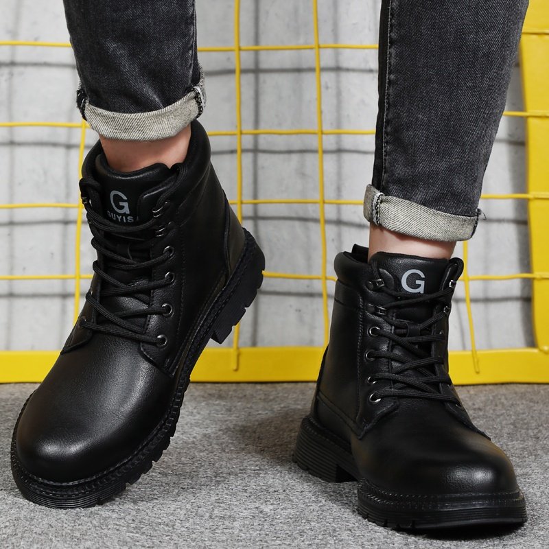 GUYISA Industrial protective safety boots wear-resistant rubber sole construction site work steel toe safety boots