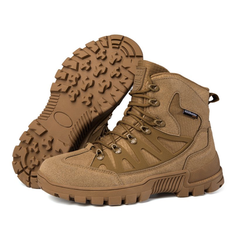 Mountaineering High Top Hiking Boots Non Slip Wear Resistant Lightweight Breathable Climbing Shoes for Men tactical boots black