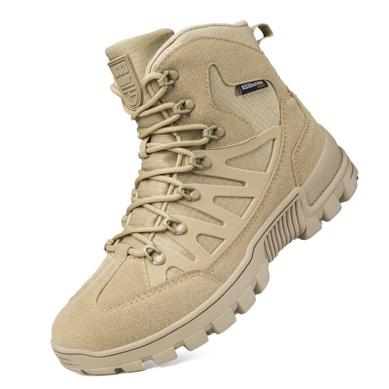 Mountaineering High Top Hiking Boots Non Slip Wear Resistant Lightweight Breathable Climbing Shoes for Men tactical boots black
