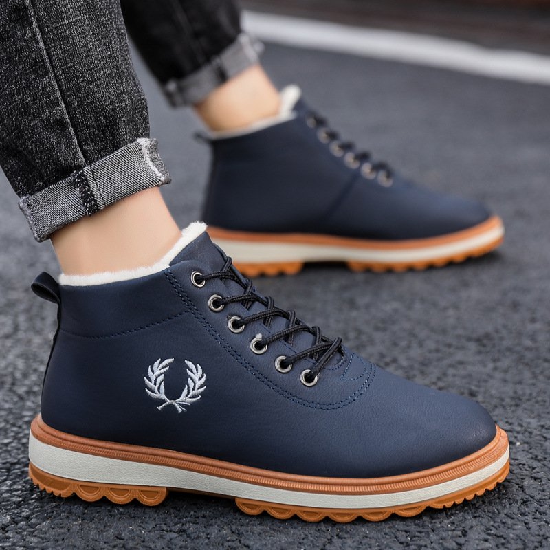 Men's tooling boots outdoor snow boots warm high-top casual shoes