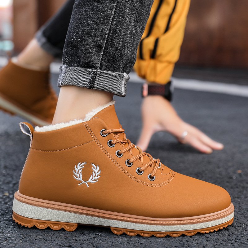 Men's tooling boots outdoor snow boots warm high-top casual shoes