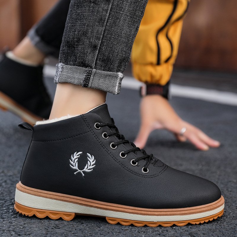 Men's tooling boots outdoor snow boots warm high-top casual shoes