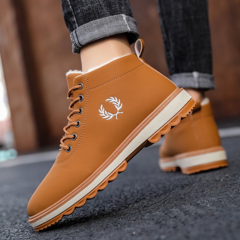 Men's tooling boots outdoor snow boots warm high-top casual shoes