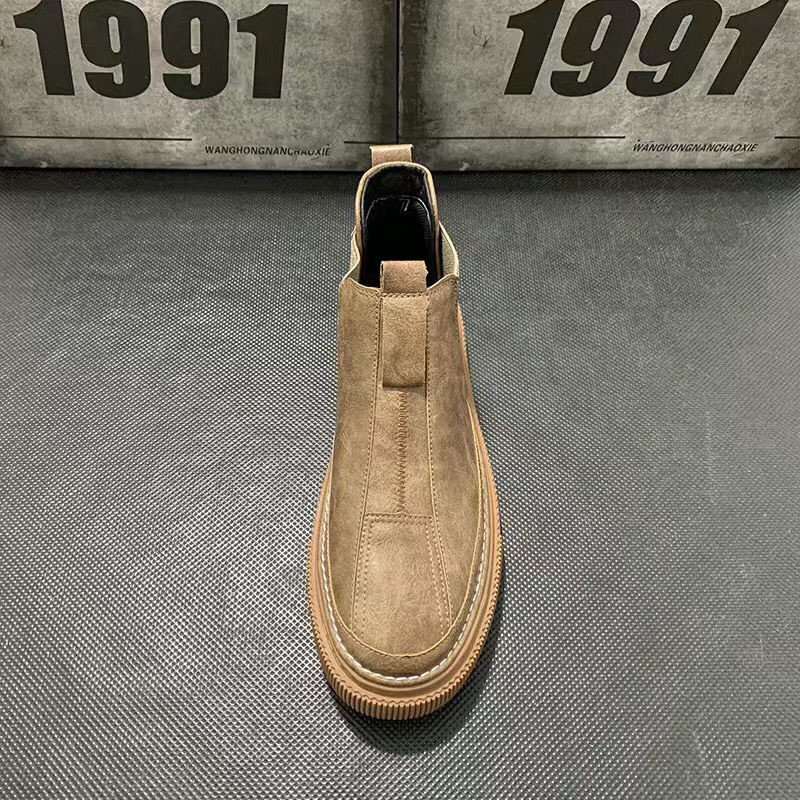 Men's winter fleece-lined boots flat casual high-top anti-skid boots men's boots