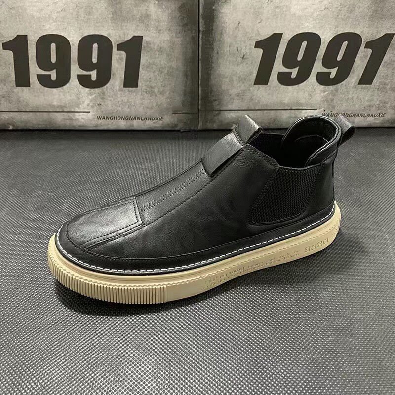 Men's winter fleece-lined boots flat casual high-top anti-skid boots men's boots