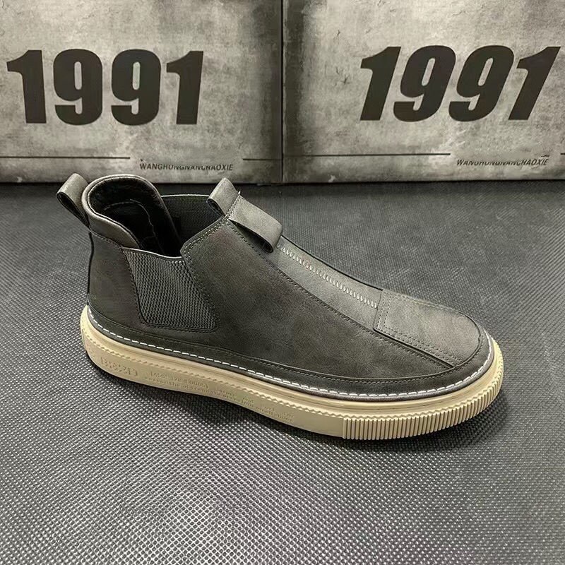 Men's winter fleece-lined boots flat casual high-top anti-skid boots men's boots