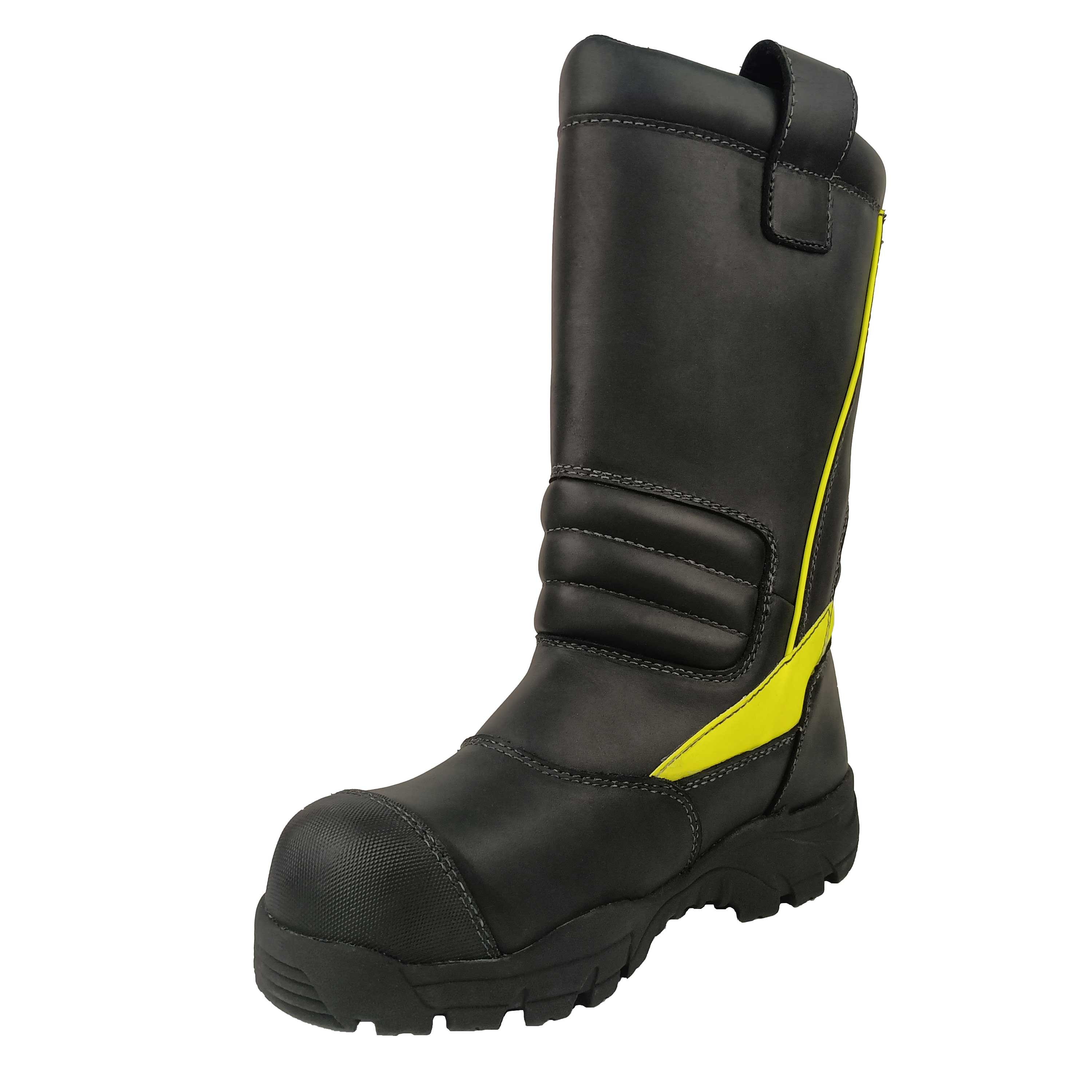 Genuine leather fire boots Flame retardant with Steel toe EH Slip Oil resistant outsole