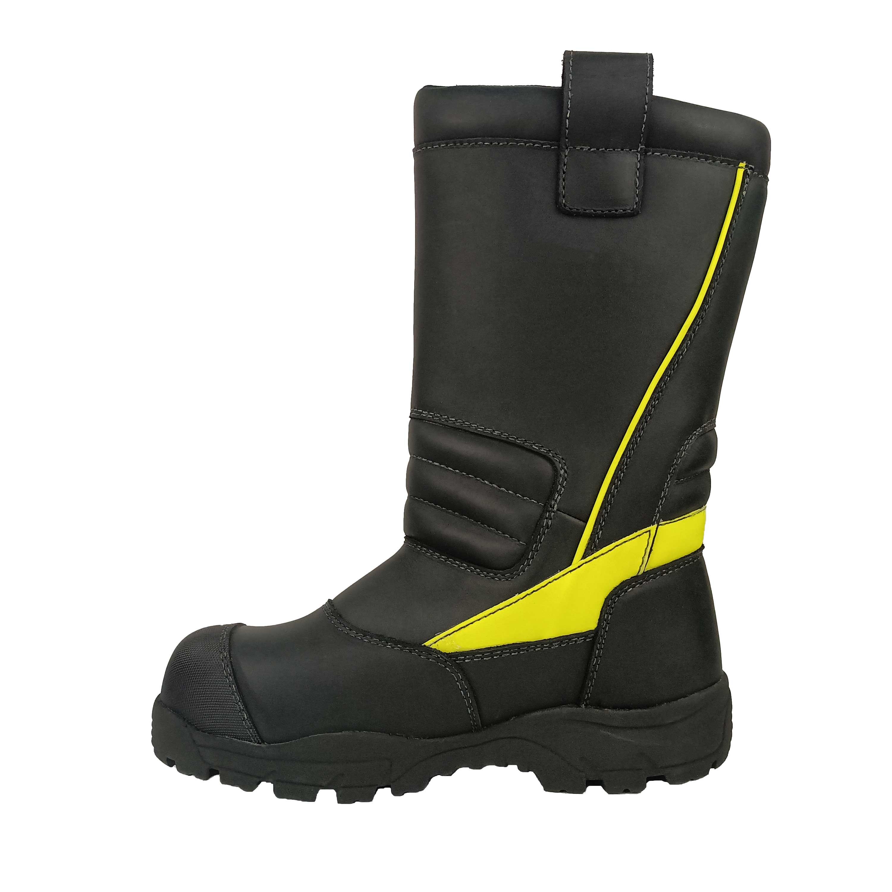 Genuine leather fire boots Flame retardant with Steel toe EH Slip Oil resistant outsole