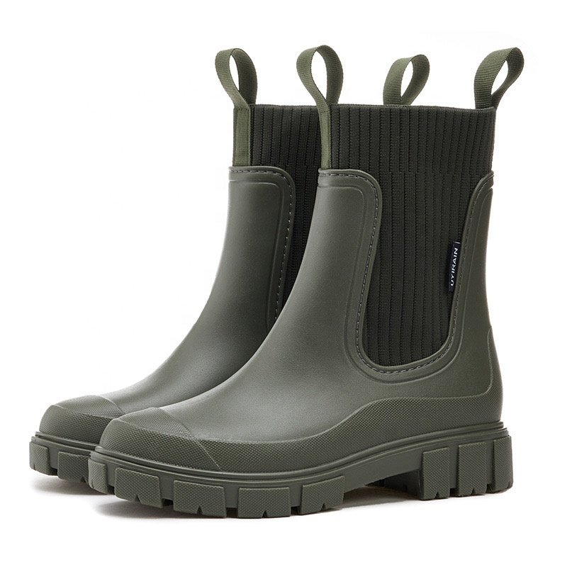 Sublimation Vogue Korea Style Walking Boots Height Increasing Round Toe City Walk Rain Waterproof Boots