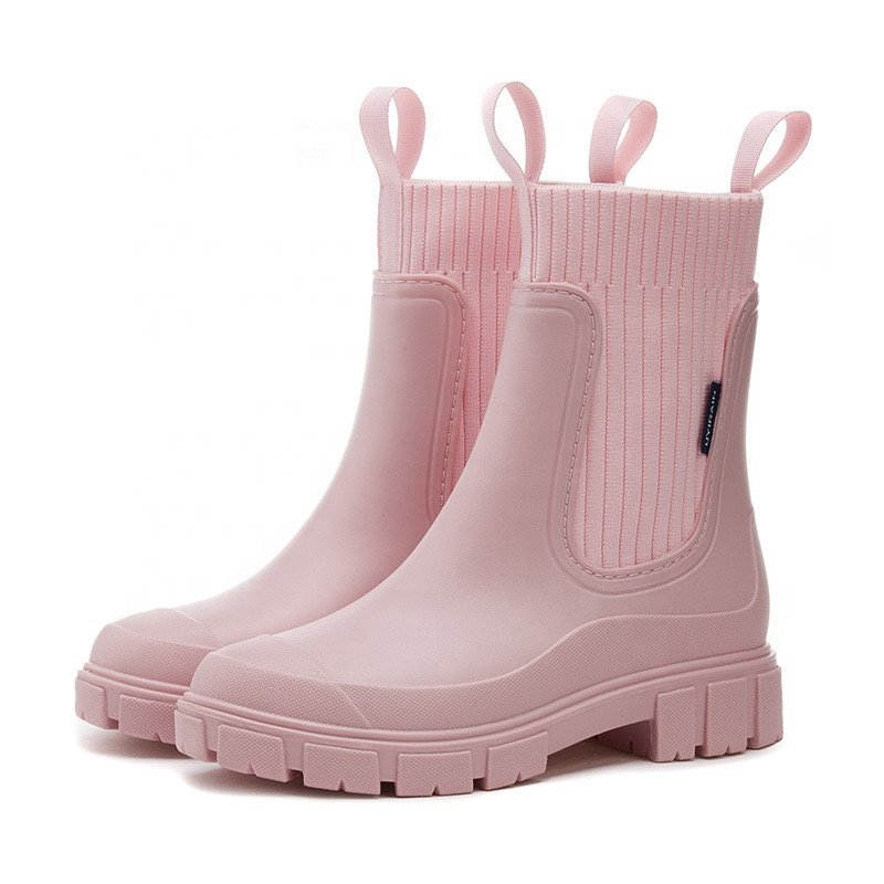 Sublimation Vogue Korea Style Walking Boots Height Increasing Round Toe City Walk Rain Waterproof Boots
