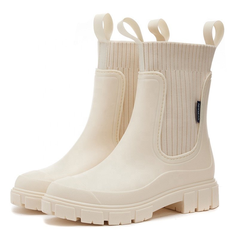Sublimation Vogue Korea Style Walking Boots Height Increasing Round Toe City Walk Rain Waterproof Boots