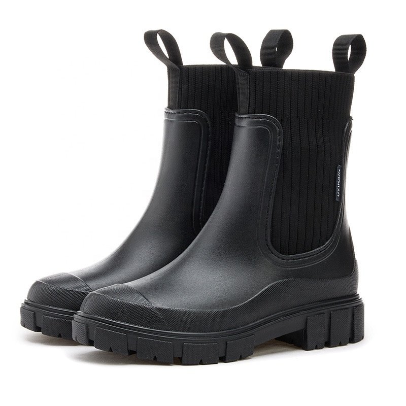 Sublimation Vogue Korea Style Walking Boots Height Increasing Round Toe City Walk Rain Waterproof Boots