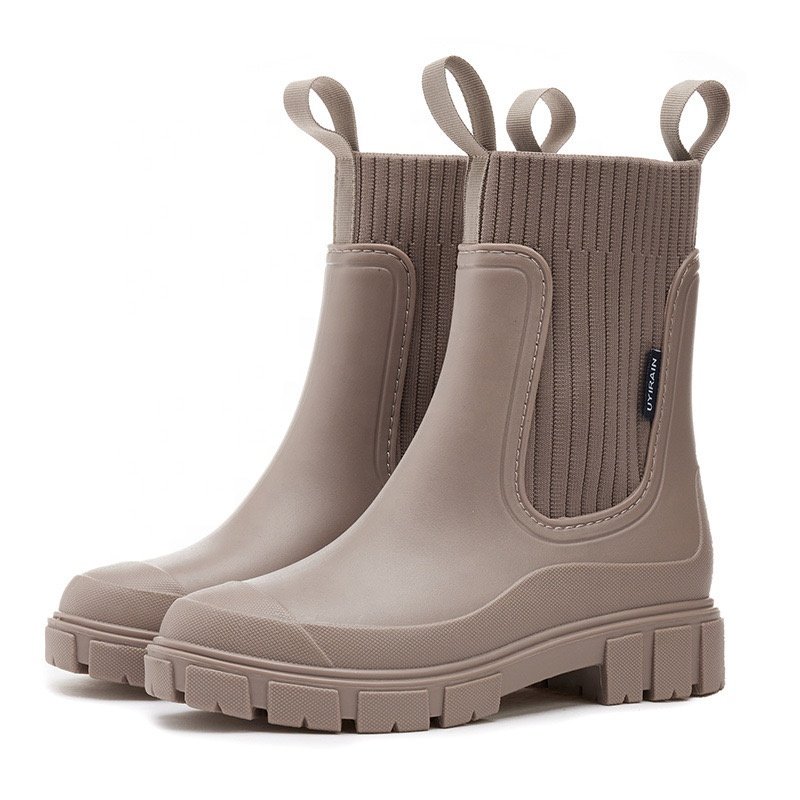 Sublimation Vogue Korea Style Walking Boots Height Increasing Round Toe City Walk Rain Waterproof Boots