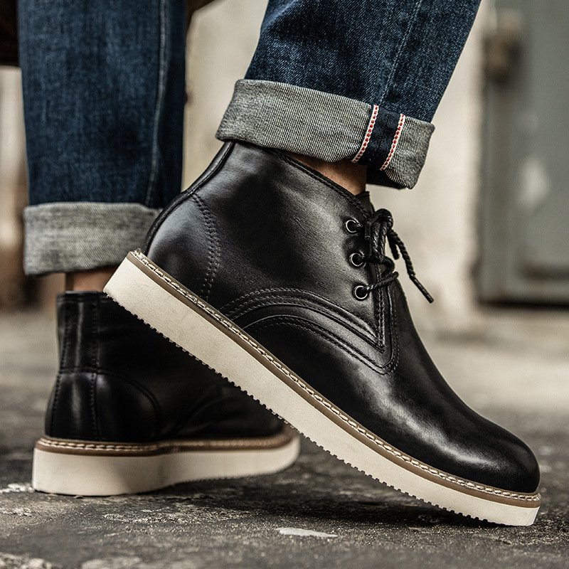 Boots High British Style Attire Motorcycle Leather Boots Hiking Boots For Men