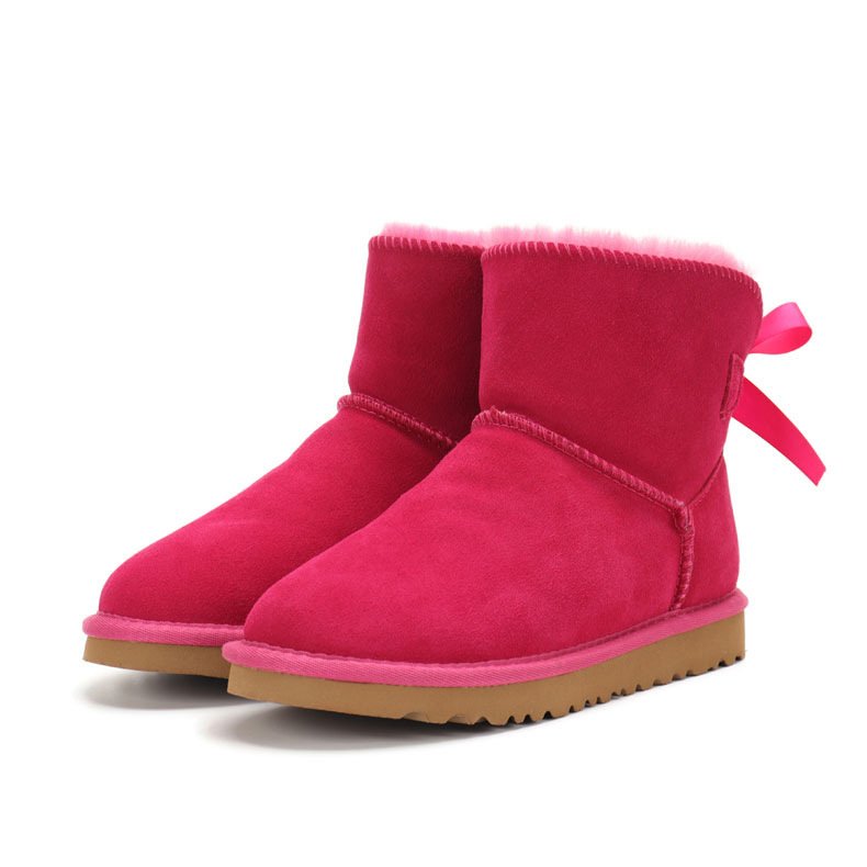Wholesale designer ladies shoes fashion cute winter fur warm bow brand midi snow boots for women