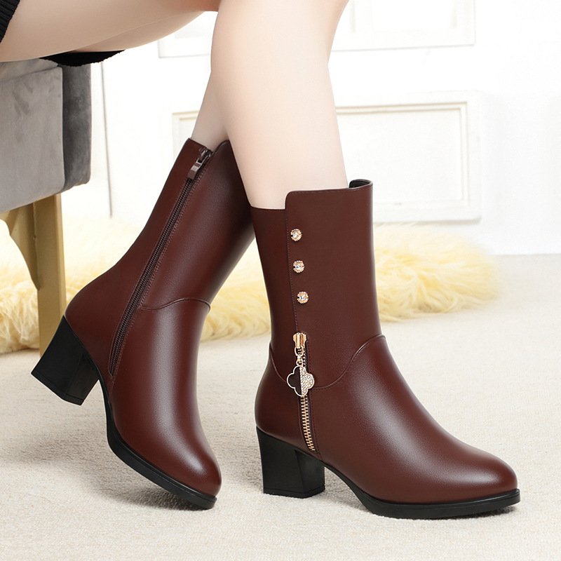 Autumn And Winter New Pu Boots Women's Trend Women's Western high knee boots over the knee boots