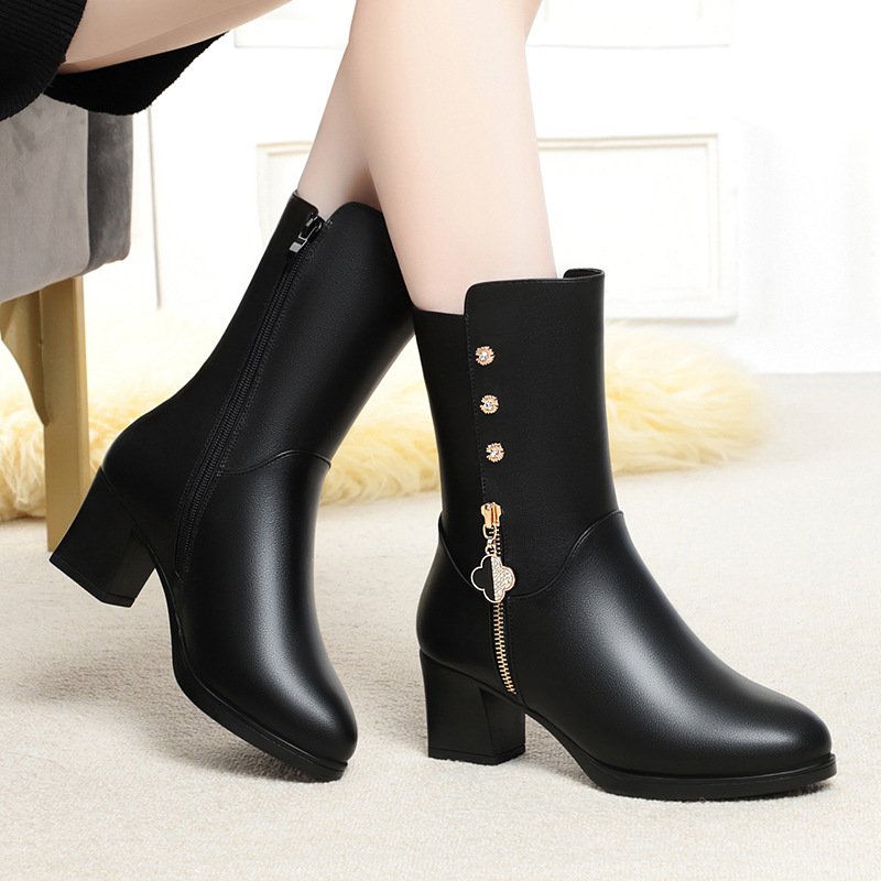 Autumn And Winter New Pu Boots Women's Trend Women's Western high knee boots over the knee boots