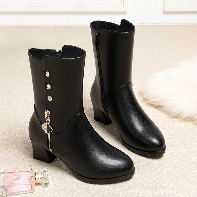 Autumn And Winter New Pu Boots Women's Trend Women's Western high knee boots over the knee boots