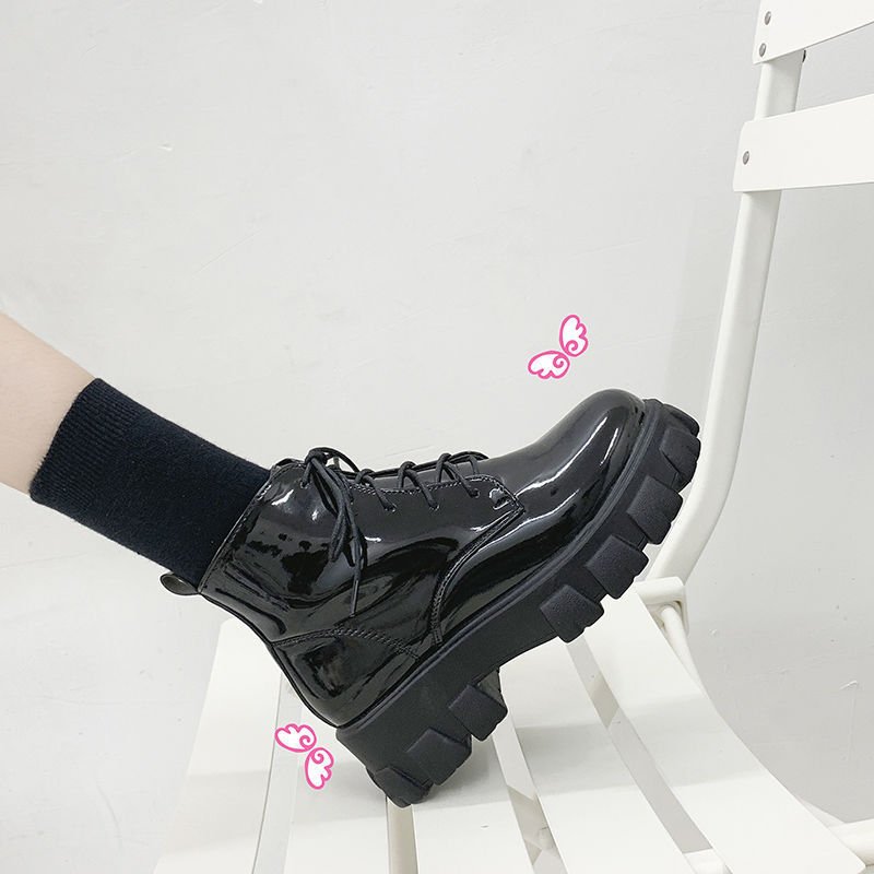 HANO European Station 2024 Fall New Boots Female British Style Lace-up High-top Platform Motorcycle Boots Knight Boots