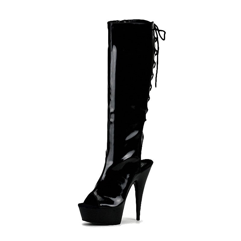 15 cm black platform stiletto 6-inch model show stripper girl stiletto black high boots Strip pole dance