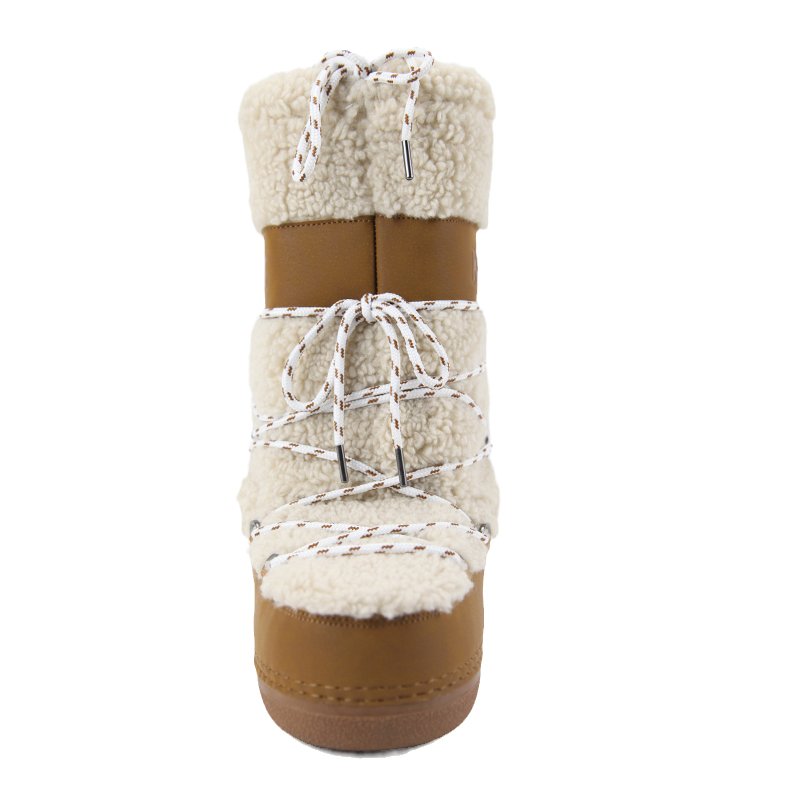 Warmly fur trim snow boots lamb wool plush winter boots for outdoor and walking
