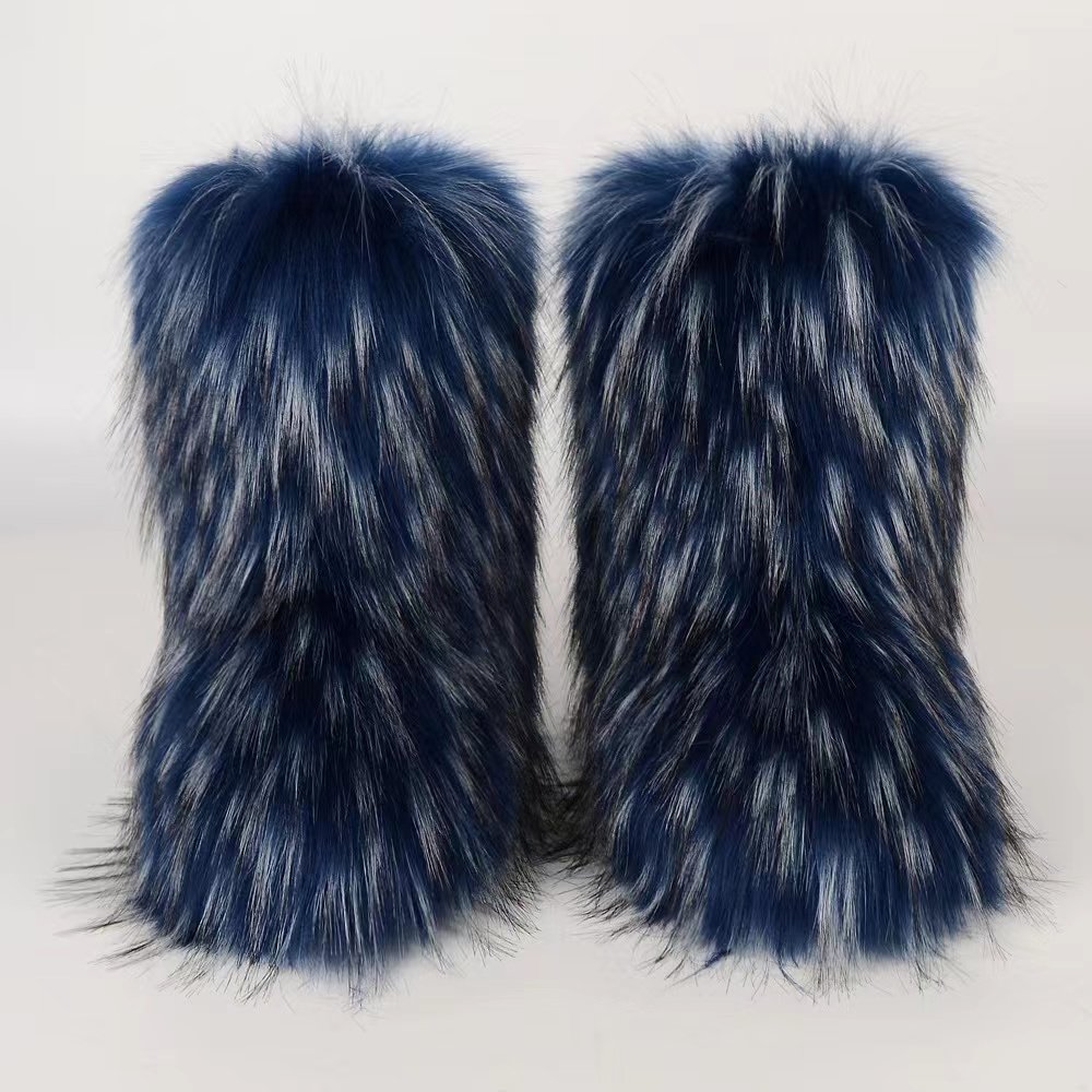 2023 hot selling ladies imitation raccoon fur boots factory wholesale high quality snow boots fur snow boots