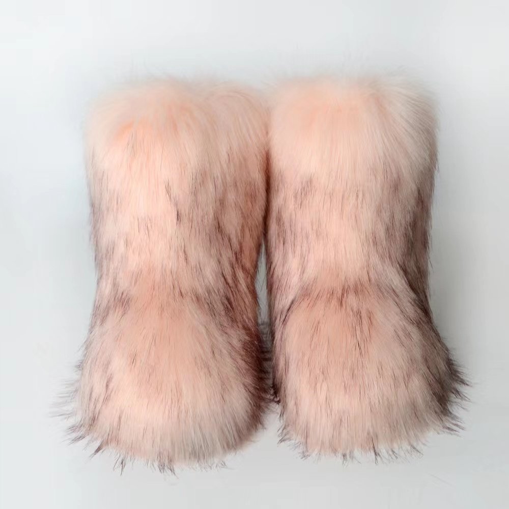 2023 hot selling ladies imitation raccoon fur boots factory wholesale high quality snow boots fur snow boots