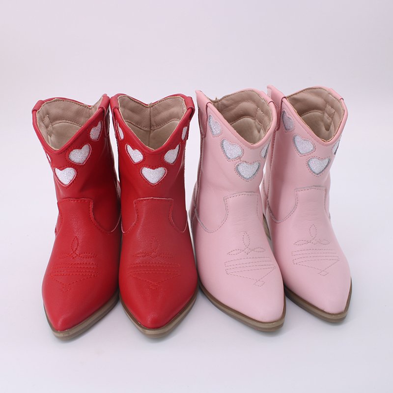 New Spicy Girls' Fashion High Heel Girls' Boots Pointed Mid length Leather Boots