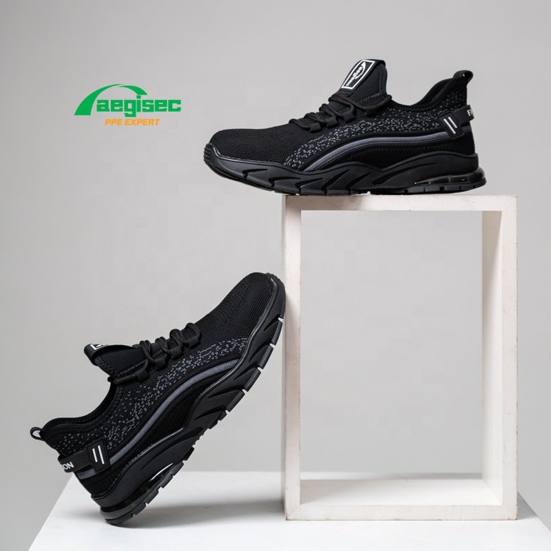 AEGISEC botas de seguridad fly knit light weight athletic safety shoes steel toe puncture resistant rubber boots for work