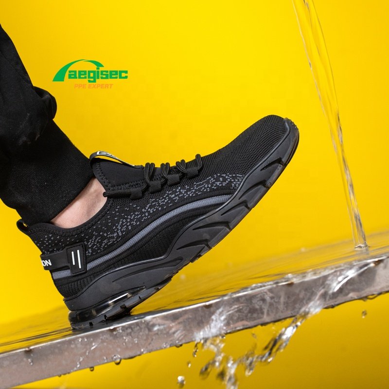 AEGISEC botas de seguridad fly knit light weight athletic safety shoes steel toe puncture resistant rubber boots for work