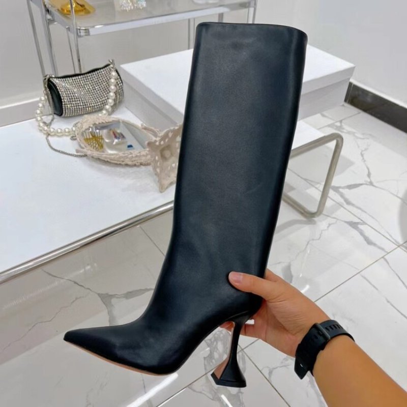 Snakeskin New Fashion Slip on Fall Spring Kitten Heels Women Knee High Boots for Sexy Ladies