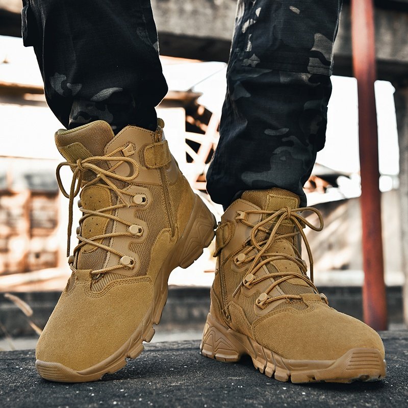 Custom Men's Com-bat Boots Hiking Shoes Men Outdoor Sports Desert Tactical Boots 6 Inches Suede Leather.