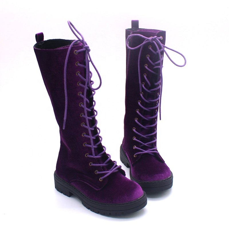 Customized Fashion New Design Halloween Party Gothic Cool Velvet Leather Girls Boys Toddler Baby Kids Children Boots