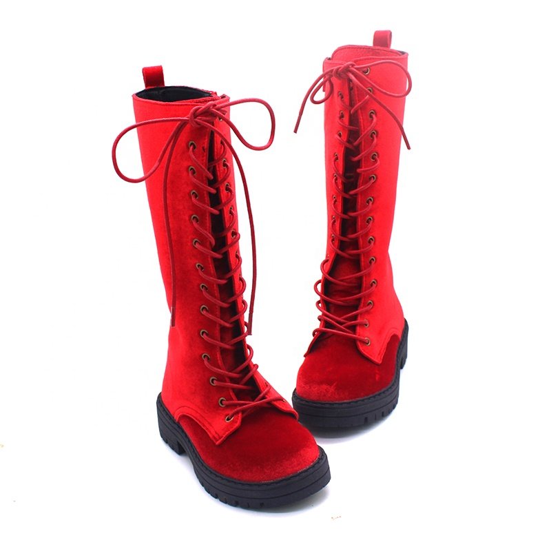 Customized Fashion New Design Halloween Party Gothic Cool Velvet Leather Girls Boys Toddler Baby Kids Children Boots