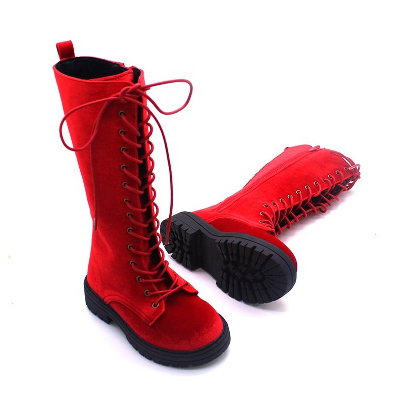 Customized Fashion New Design Halloween Party Gothic Cool Velvet Leather Girls Boys Toddler Baby Kids Children Boots