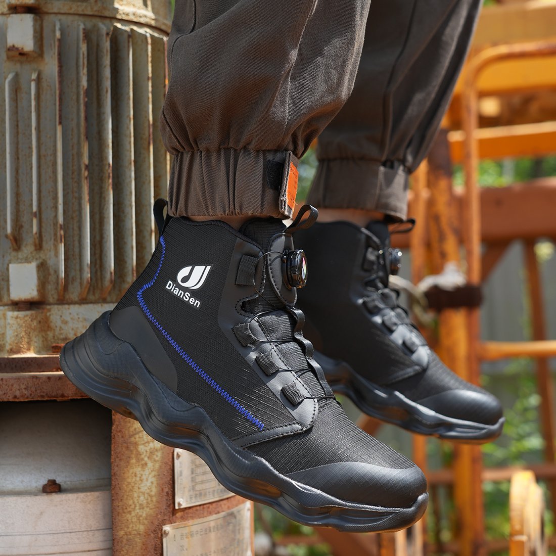 AMAWEI high cut safety shoes indestructible steel toe shoes Work safety boots D830