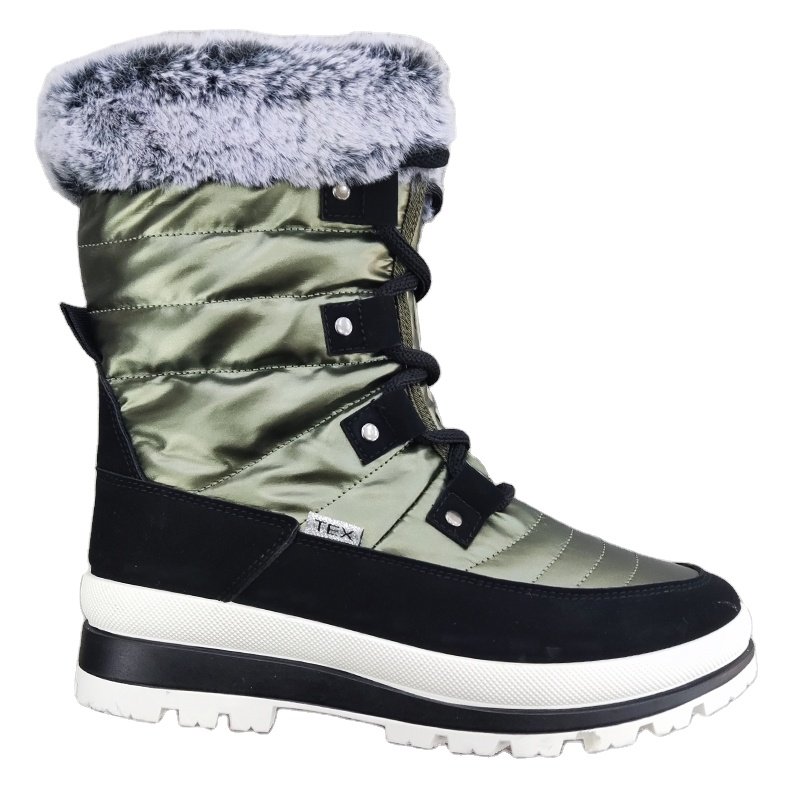 2024 New Pu Leather Warm Women'S Fashion Full Fur Lined Zipper Winter Snow Boots Shoes For Women