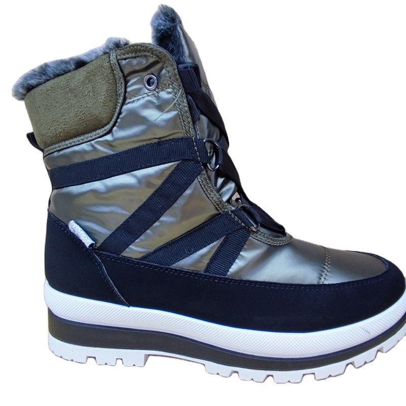 2024 New Pu Leather Warm Women'S Fashion Full Fur Lined Zipper Winter Snow Boots Shoes For Women