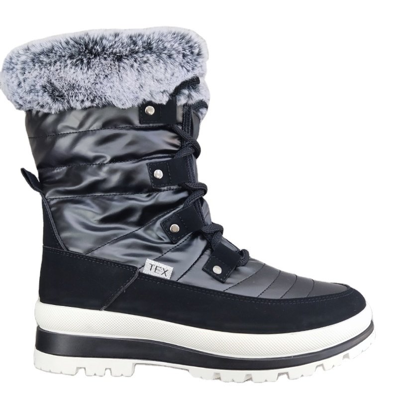 2024 New Pu Leather Warm Women'S Fashion Full Fur Lined Zipper Winter Snow Boots Shoes For Women
